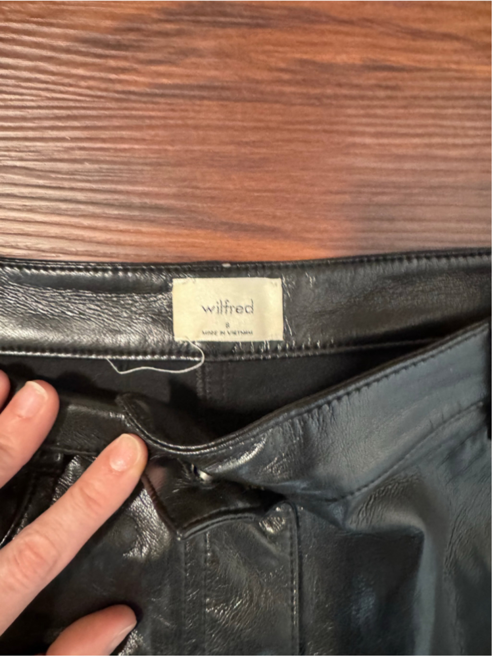 Women's Wilfred Black Faux Leather Trousers Size 8